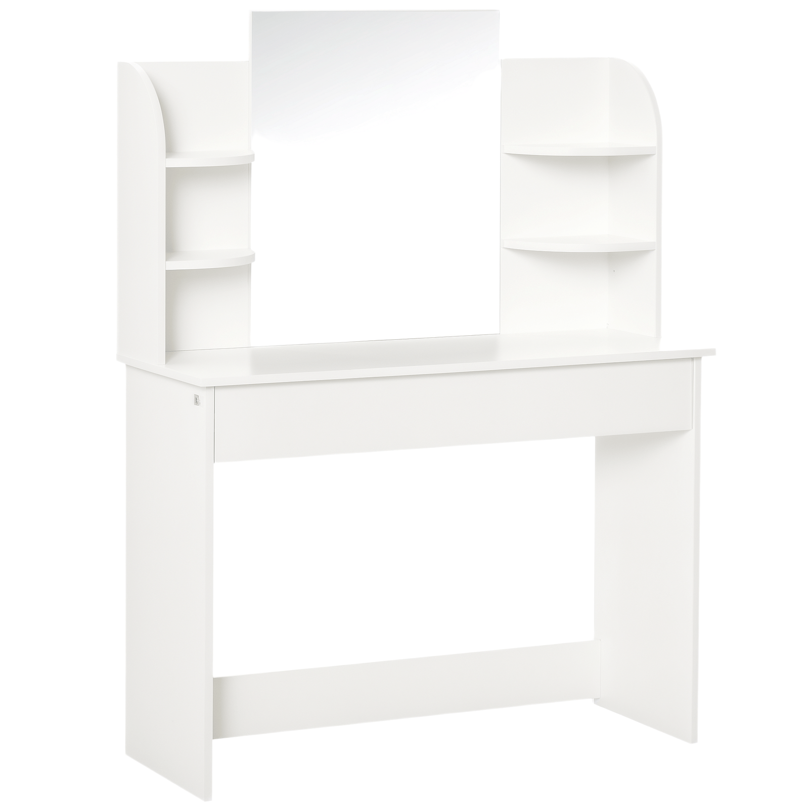 Vanity Table, Makeup Vanity with Open Shelves and Drawer, Dressing ...