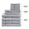 10-Piece Absorbent Cotton Bath Towel Set – Soft Plain Weave, Multi-Color