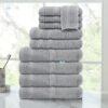 10-Piece Absorbent Cotton Bath Towel Set – Soft Plain Weave, Multi-Color