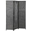 Folding Privacy Screen, 3 Panel Room Divider, Freestanding Partition with Handwoven Bamboo and Pine Wood Frame, Black