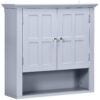 Bathroom Wall Cabinet, Medicine Cabinet, Over Toilet Storage Cabinet with Adjustable Shelf and 2 Doors for Hallway, Living Room, Gray