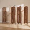6ft Folding Room Divider, 6 Panel Wall Partition with Wooden Frame for Bedroom, Home Office, Natural