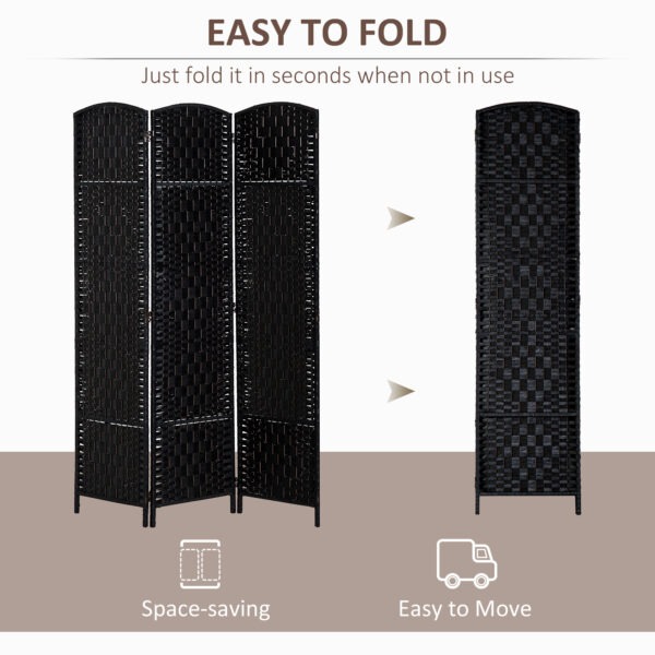 0ZL60d1960ef32833.jpg 6ft Folding Room Divider, 3 Panel Wall Partition with Wooden Frame for Bedroom, Home Office, Black
