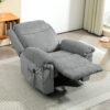 Manual Recliner Chair with Vibration Massage, Side Pockets, Corduroy Reclining Chair for Living Room, Grey
