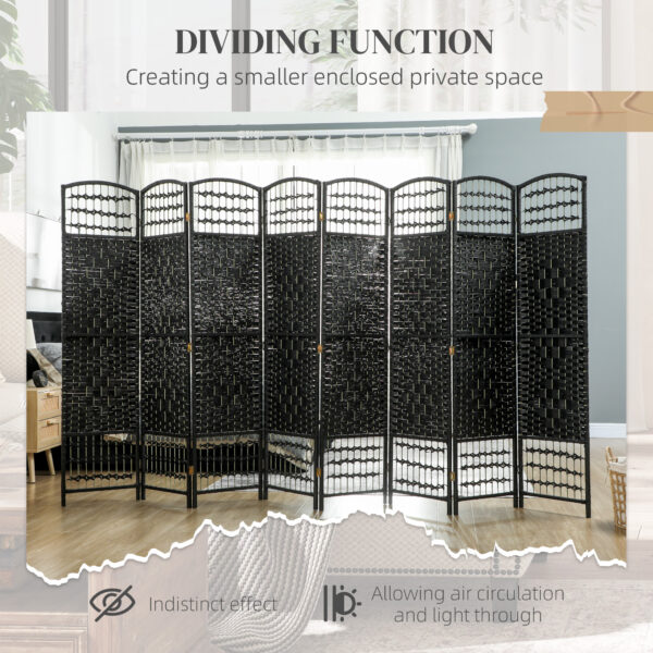 0kRd2619bbcb67613.jpg 8‑Panel Folding Room Divider | Portable Privacy Screen & Wave Fiber Partition – Black