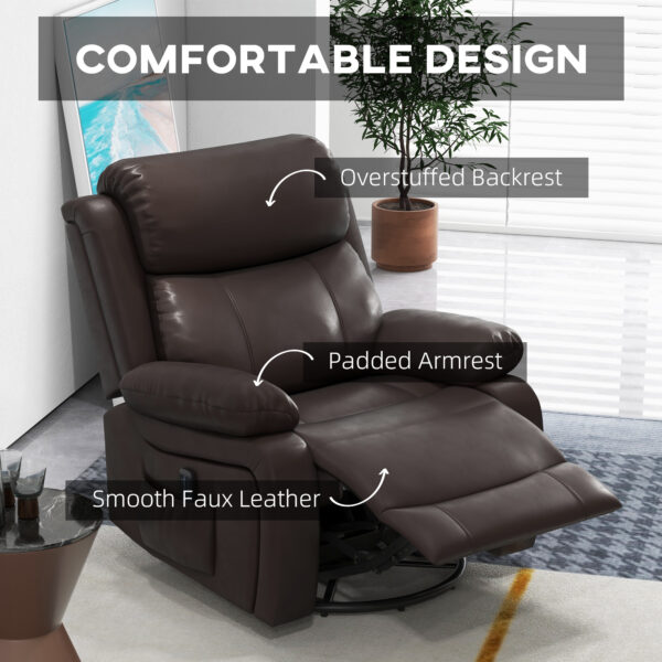 0qcbb818b942077e6.jpg PU Leather Reclining Chair with Vibration Massage Recliner, Swivel Base, Rocking Function, Remote Control, Brown