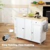 Kitchen Island Cart, Rolling Kitchen Island Table with Drop Leaf, Drawer, Spice and Towel Rack, White