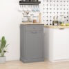 Kitchen Tilt Out Trash Bin Cabinet, Free Standing Recycling Cabinet, Trash Can Holder with Drawer, Grey