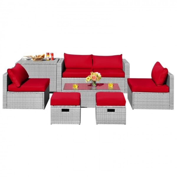 1663231056_3_655_106 (1) 8 Pieces Patio Rattan Furniture Set with Storage Waterproof Cover and Cushion-Red