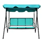 3 Person Patio Swing with Polyester Angle Adjustable Canopy and Steel Frame-Blue