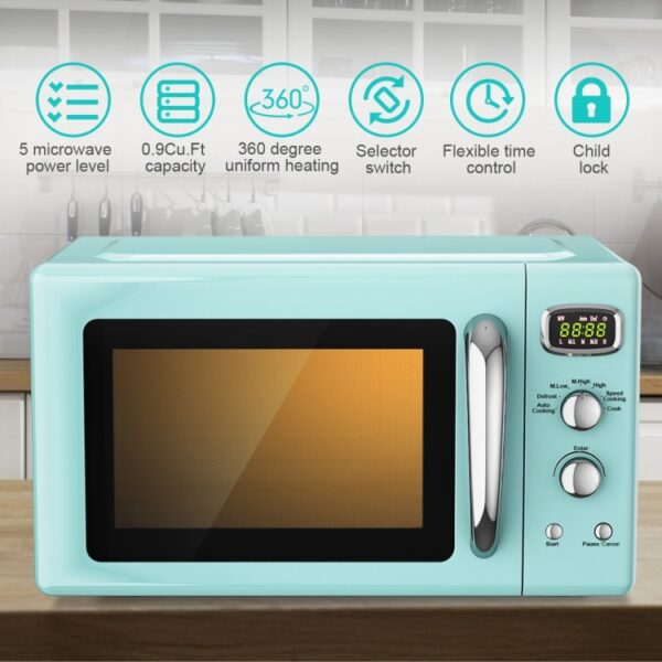1663245496_6_610_30 0.9 Cu.ft Retro Countertop Compact Microwave Oven-Green