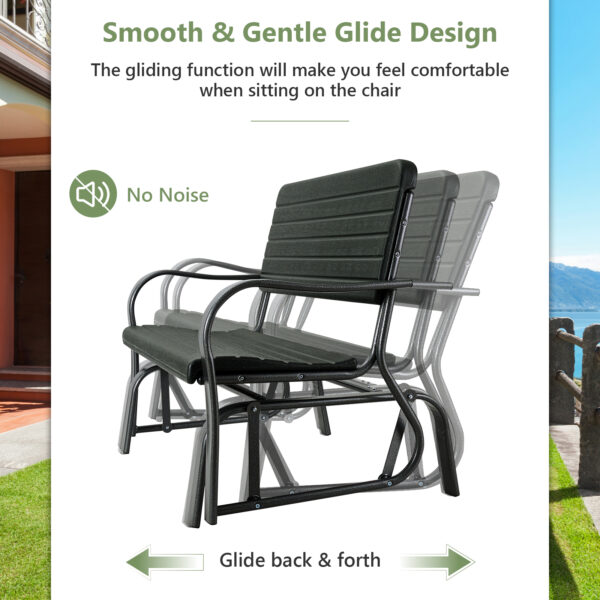 1674112429_Bench_Loveseat-11.jpg Outdoor porch glider bench for two with weather‑resistant HDPE back seat