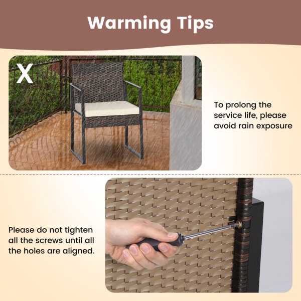 3 Pieces Modern Heavy Duty Patio Furniture Set with Coffee Table-Off White