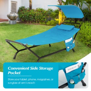 1675846724_Patio_Hanging_Chaise_Lounge_Chair_with_convenient_side_storage_pocket-9.jpg Patio Hanging Chaise Lounge Chair with Canopy Cushion Pillow and Storage Bag-Navy
