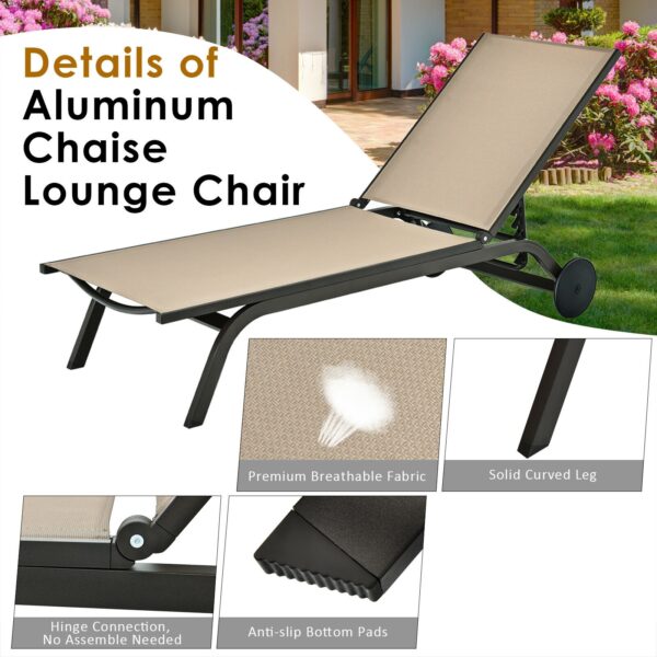 1693201384_8_379_6.jpg Aluminum Fabric Outdoor Patio Lounge Chair with Adjustable Reclining -Brown
