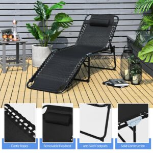 1693557093_7_614_6.jpg Foldable Recline Lounge Chair with Adjustable Backrest and Footrest-Black