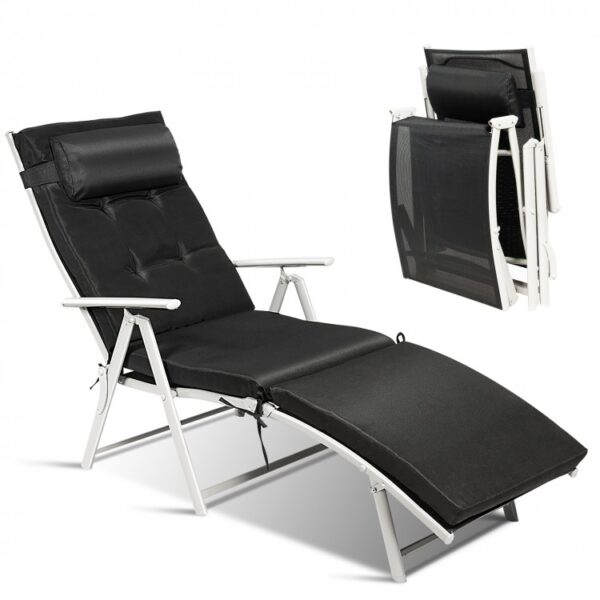 1723027601_hw64243bk-1_1__1 Adjustable Outdoor Lightweight Folding Chaise Lounge Chair with Pillow-Black