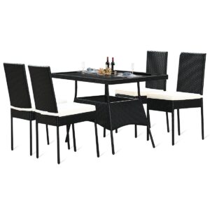 1724315721_dsc_3422_1_.jpg 5 Pieces Outdaoor Patio Rattan Dining Set with Glass Top with Cushions