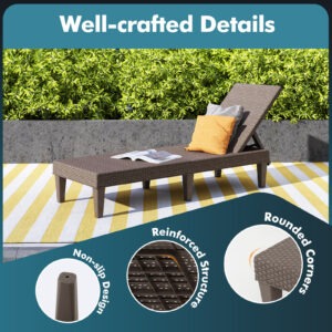 1740981431_Outdoor_Chaise_Lounger_Chair_with_Waterproof_Rattan_Textured_PP_Surface_Brown-9.jpg Outdoor Chaise Lounger Chair Rattan Textured PP Brown