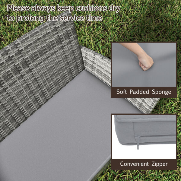 4 Pieces Patio Rattan Conversation Set with Table Gray