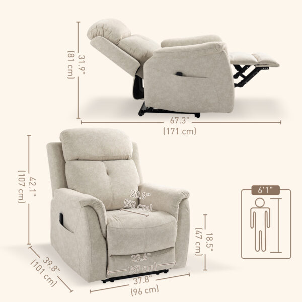 Manual Recliner Chair with Vibration Massage, Reclining Chair Nursing Chair with Side Pockets, 5 Massage Modes, for Living Room, Beige