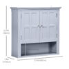 Bathroom Wall Cabinet, Medicine Cabinet, Over Toilet Storage Cabinet with Adjustable Shelf and 2 Doors for Hallway, Living Room, Gray