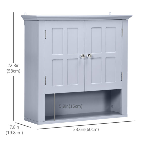 Bathroom Wall Cabinet, Medicine Cabinet, Over Toilet Storage Cabinet with Adjustable Shelf and 2 Doors for Hallway, Living Room, Gray