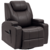 Massage Recliner Chair, Swivel Nursery Rocker Chair, Manual Reclining Sofa with 8 Vibration Points, PU Leather, Cup Holders, Side Pockets, for Living Room, Brown