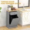 Kitchen Tilt Out Trash Bin Cabinet, Free Standing Recycling Cabinet, Trash Can Holder with Drawer, Grey