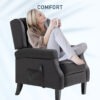 Massage Recliner Chair for Living Room, Push Back Recliner Sofa, Suede Wingback Reclining Chair with Extendable Footrest, Wood Legs, Remote Control, Side Pockets, Black
