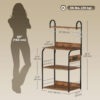 Baker's Rack with Charing Station, Microwave Shelf with Power Outlet, USB Charger and 4 Hooks, Rustic Brown