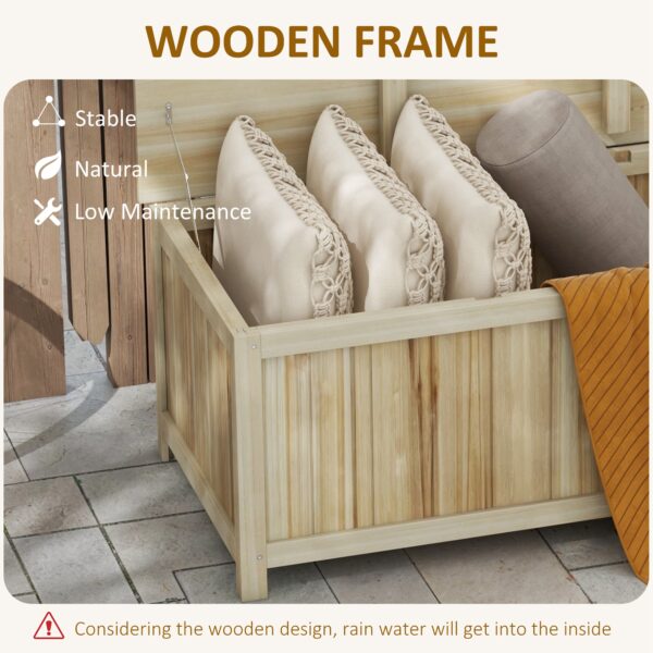 45 Gallon Wooden Storage Box patio Deck Box Bench, Garden Backyard Outdoor Storage Container, Natural