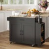 2KYa59198991f1075.jpg Kitchen Island with Storage, Rolling Kitchen Cart with Foldable Drop Leaf, Power Outlet and USB Ports, Black