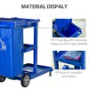 Commercial Janitorial Cart with 3 Tier Shelves, Professional Cleaning Cart with Rubbish Bag with Lid and Mop Mount for Hotel, Restaurant, Office, Blue