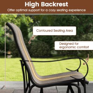 2‑Person Outdoor Glider Bench with High Backrest Brown
