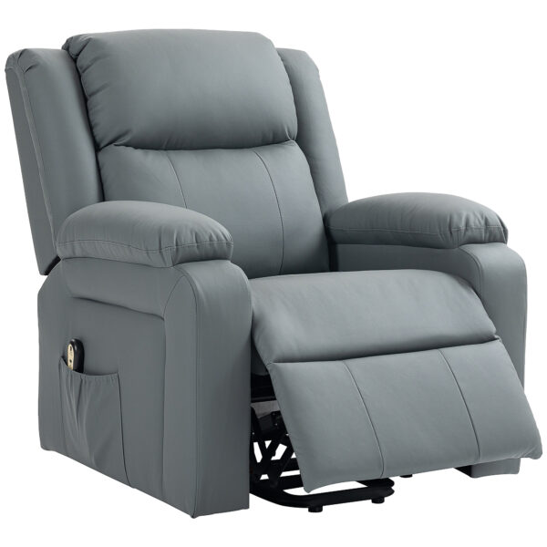 Lift Chair for Seniors, PU Leather Upholstered Electric Recliner Chair with Remote, Side Pockets, Quick Assembly, Grey
