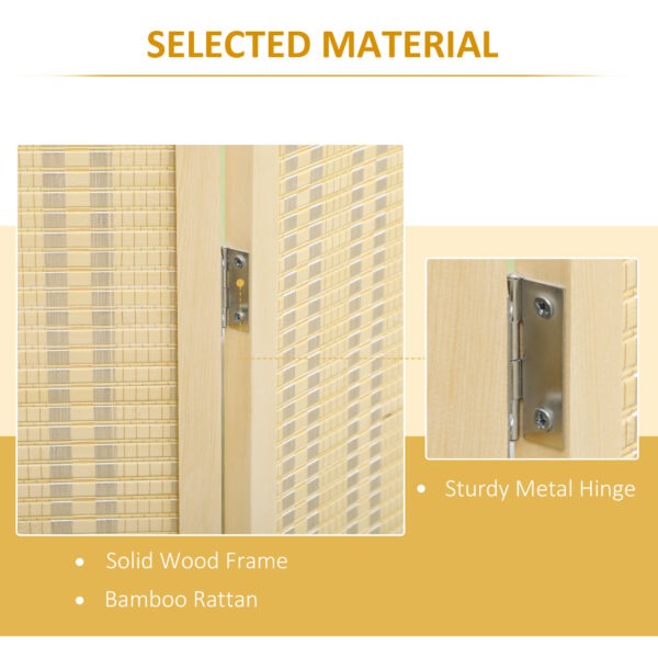 Woven Bamboo Room Divider, 4 Panel Folding Indoor Privacy Screens for Home Office, 71"x71"x0.6", Natural