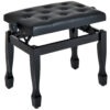 25" Adjustable Height Piano Bench with Padded Cushion, Keyboard Seat with Solid Wood Legs, Black