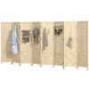 Wooden Room Divider with Pegboard Display, 8 Panel Folding Privacy Screen for Home Office, Natural Wood