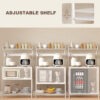 Kitchen Baker's Rack with Power Outlet, Coffee Bar Station with Adjustable Shelves and Hooks, Distressed White