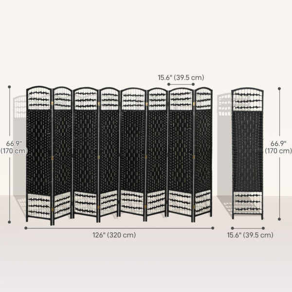 3TNdd719bbcb67613.jpg 8‑Panel Folding Room Divider | Portable Privacy Screen & Wave Fiber Partition – Black