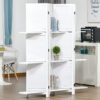 4-Panel Wall Partition Room Separator with 3 Storage Shelves Foldable Design Wooden Frame 5.6FT White