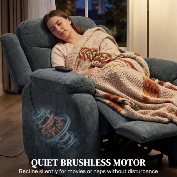 Massage Recliner Chair, Power Recliner with Quiet Brushless Motor, Remote, Pockets, 2 Memory Positions, Dark Grey