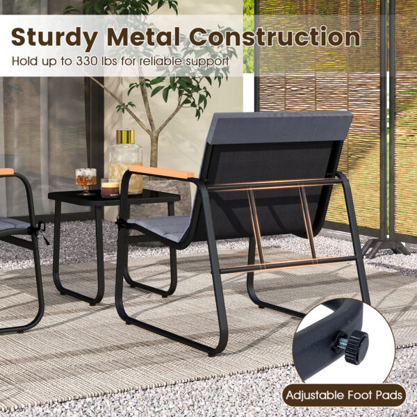 3 Pieces Patio Bistro Set Outdoor Fabric Conversation Set designed for stylish outdoor comfort.