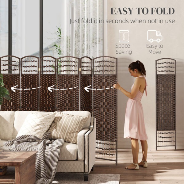 3kN1d719bbca493e4.jpg 8 Panel Folding Room Divider, Portable Privacy Screen, Wave Fiber Room Partition for Home Office, Brown