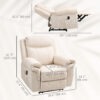 Manual Recliner Chair with Vibration Massage, Side Pockets, Microfibre Reclining Chair for Living Room, Cream White