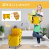48L20919b9e08defe.jpg Mop Bucket with Wringer on Wheels for Floor Cleaning, 21 Quart Side Press Wringer with Handle and Mop, Yellow