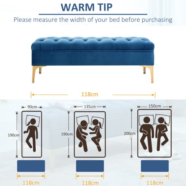 End of Bed Bench, Upholstered Bench, Entryway Shoe Bench with Button Tufted for Living Room, Bedroom, Blue