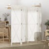 4-panel Wall Partition Farmhouse Room Separator with Foldable Design Wooden Frame 5.6FT, White