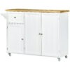 Rolling Kitchen Island with Storage, Utility Kitchen Island Cart with Drawer, Cabinets, Towel Rack and Rubber Wood Top